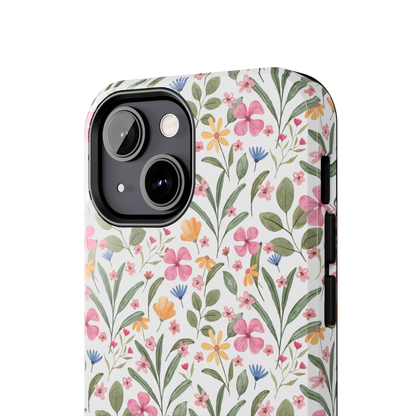 Pink Watercolor Spring Flowers Iphone Tough Phone Case