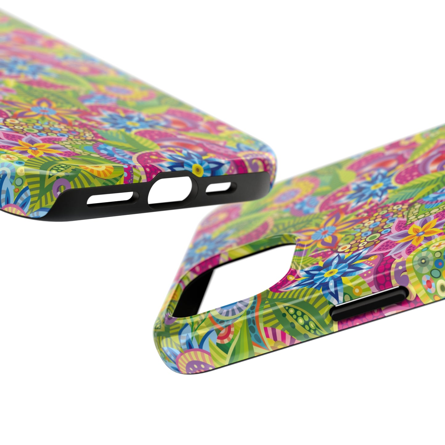 Vibrant Array of Abstract Flowers and Paisley in Rainbow Hues Iphone Tough Phone Case