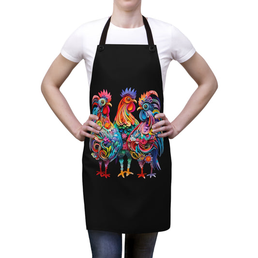 Floral 3D Chickens - Kitchen Chef Apron