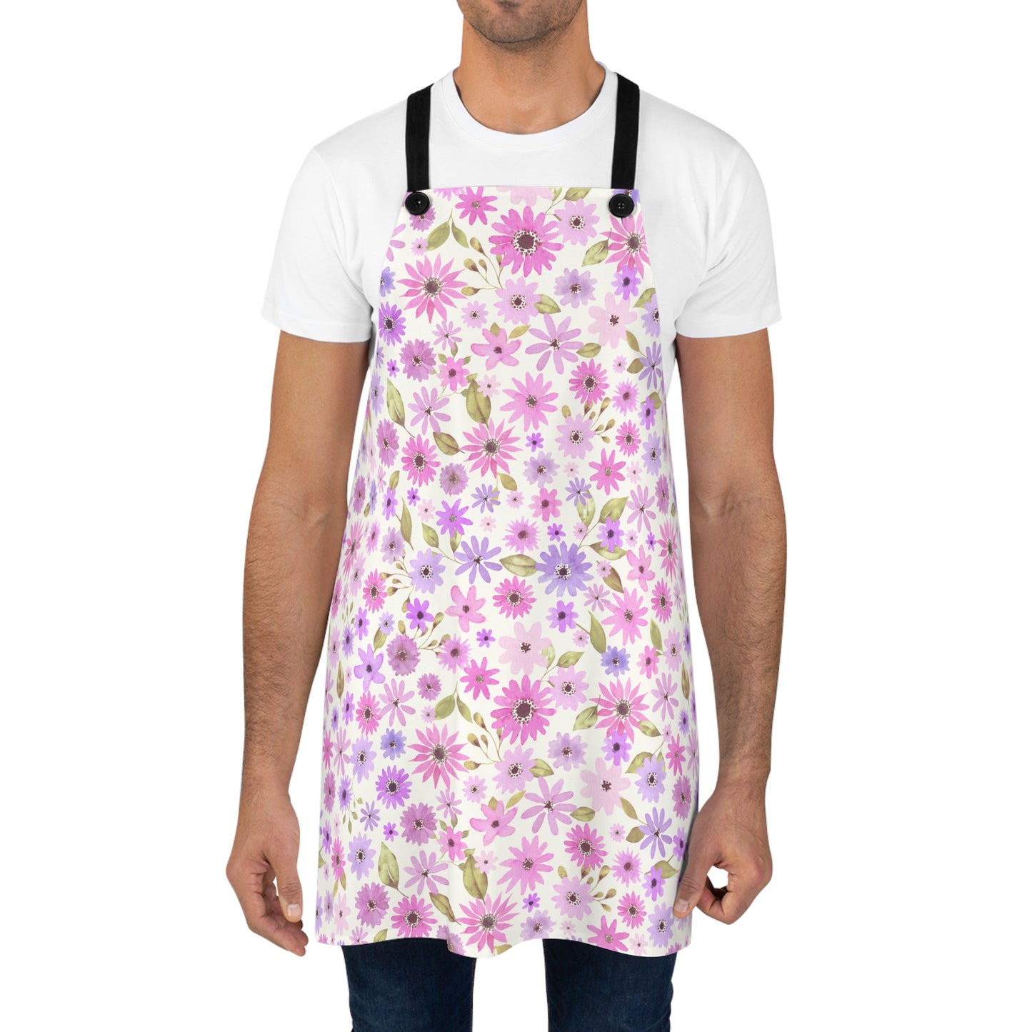 Pink and Purple Flower Design - Kitchen Chef Apron