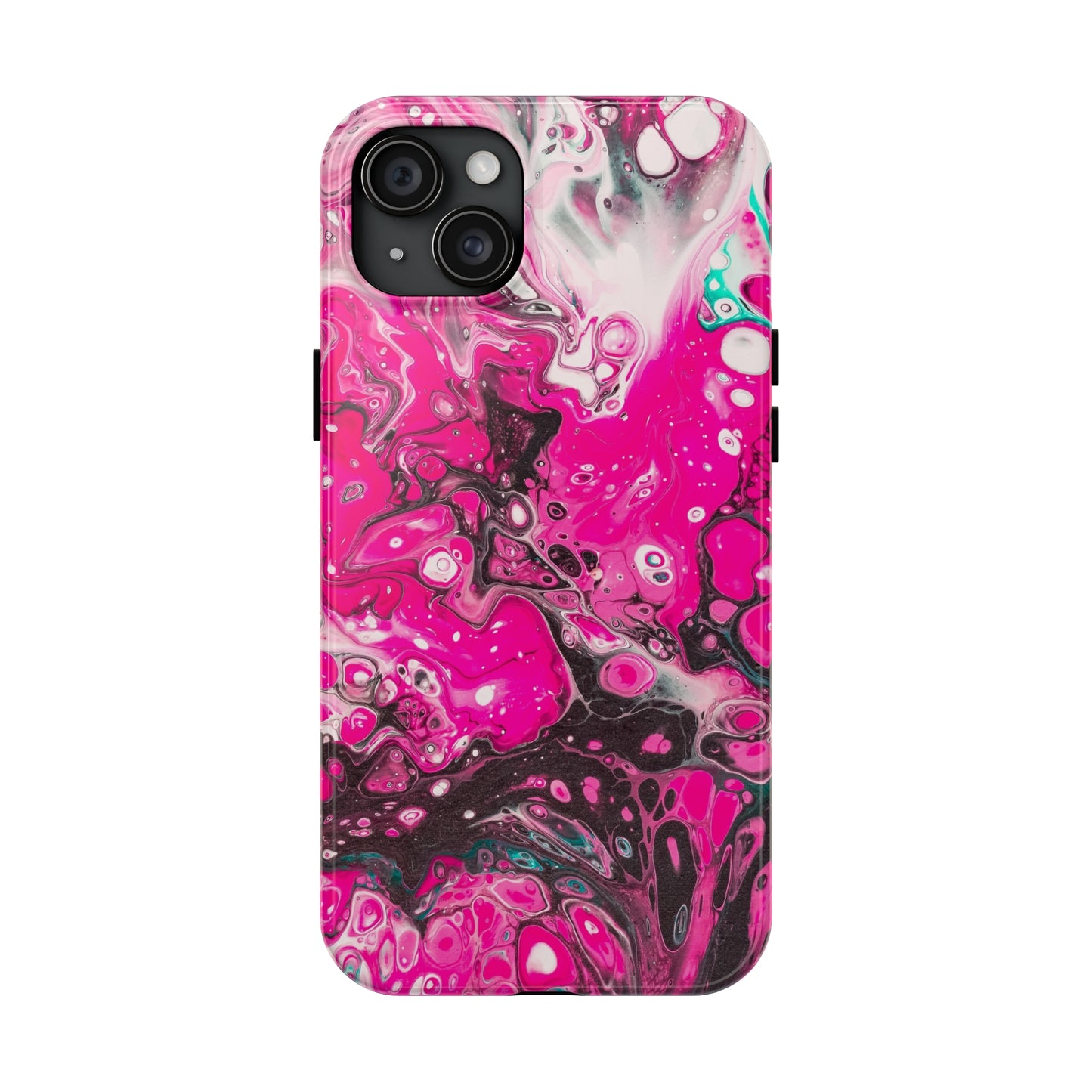 Pink, Black and White Alcohol Ink Design Iphone Tough Phone Case