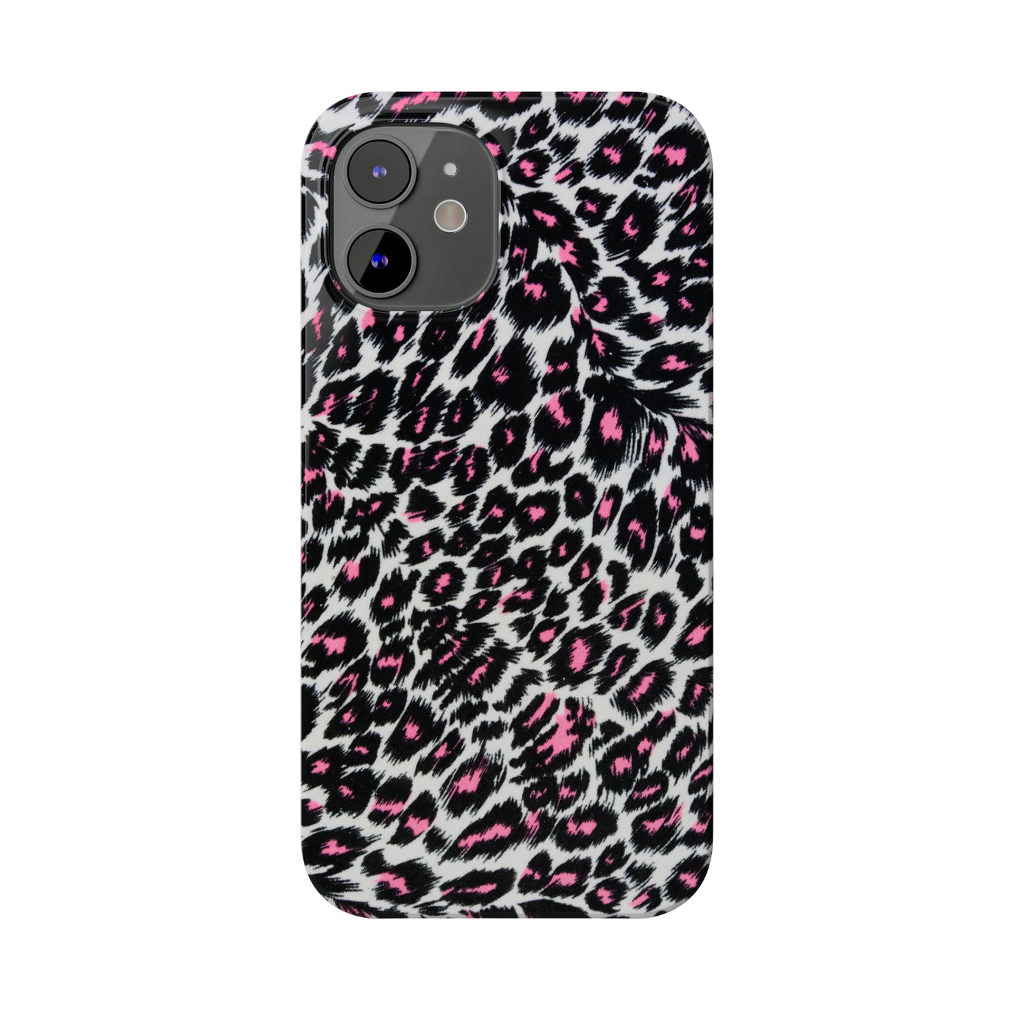 Fierce Femininity Pink and Black Leopard Print Iphone 15-12 Slim Phone Case