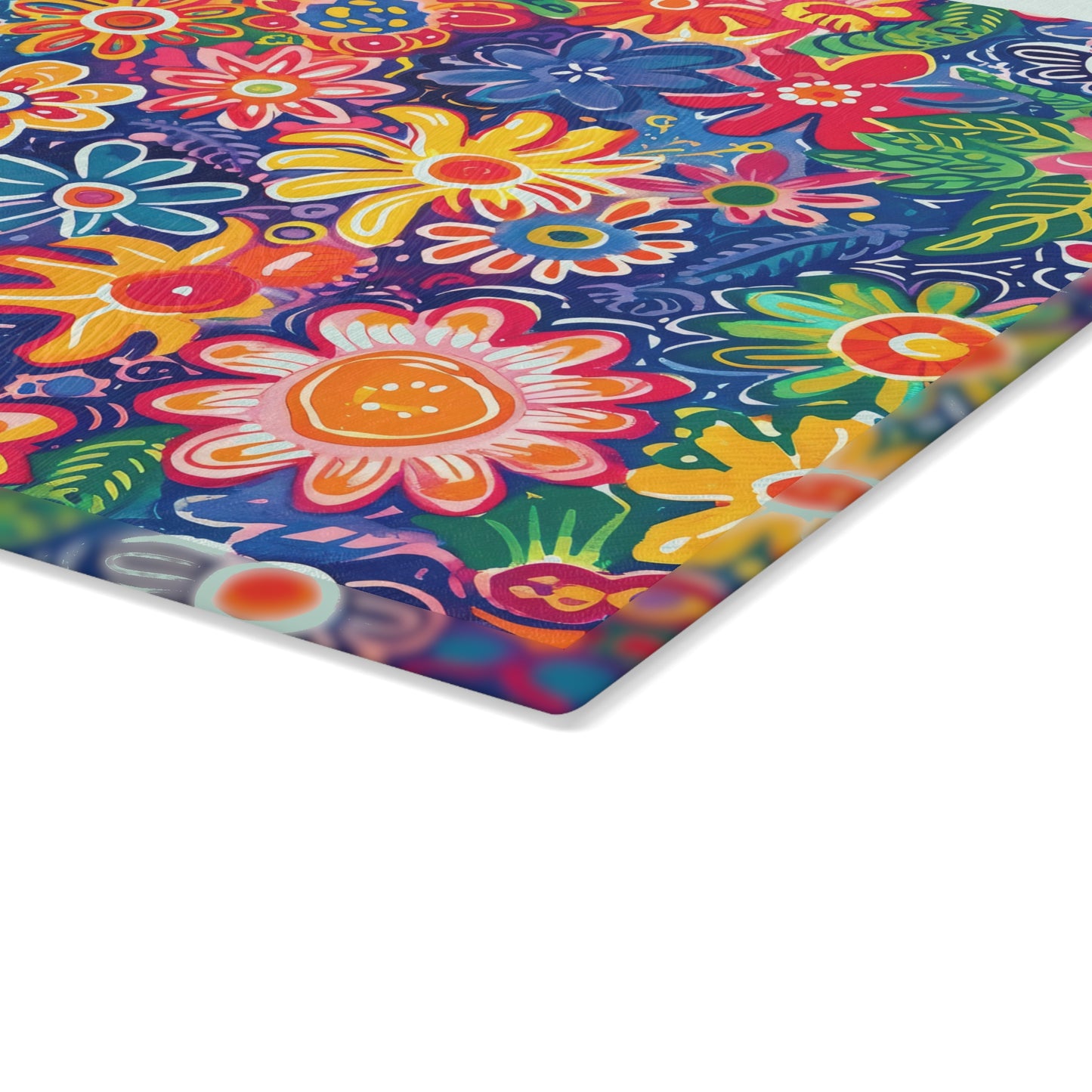 Fluttering Kaleidoscope: Vibrant Multicolor Flowers and Butterflies in Flight Cutting Board 2 Sizes