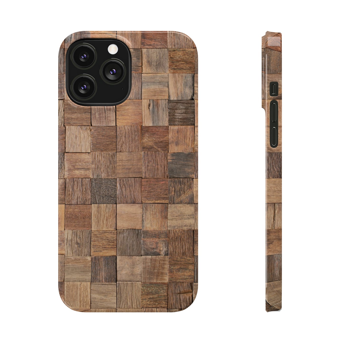 Organic Elegance Natural Woven Wood Design Design Iphone 15-12 Slim Phone Case