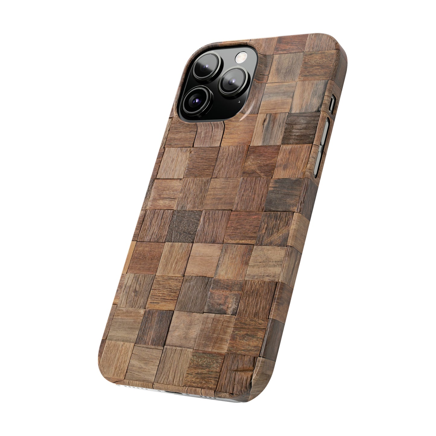 Organic Elegance Natural Woven Wood Design Design Iphone 15-12 Slim Phone Case