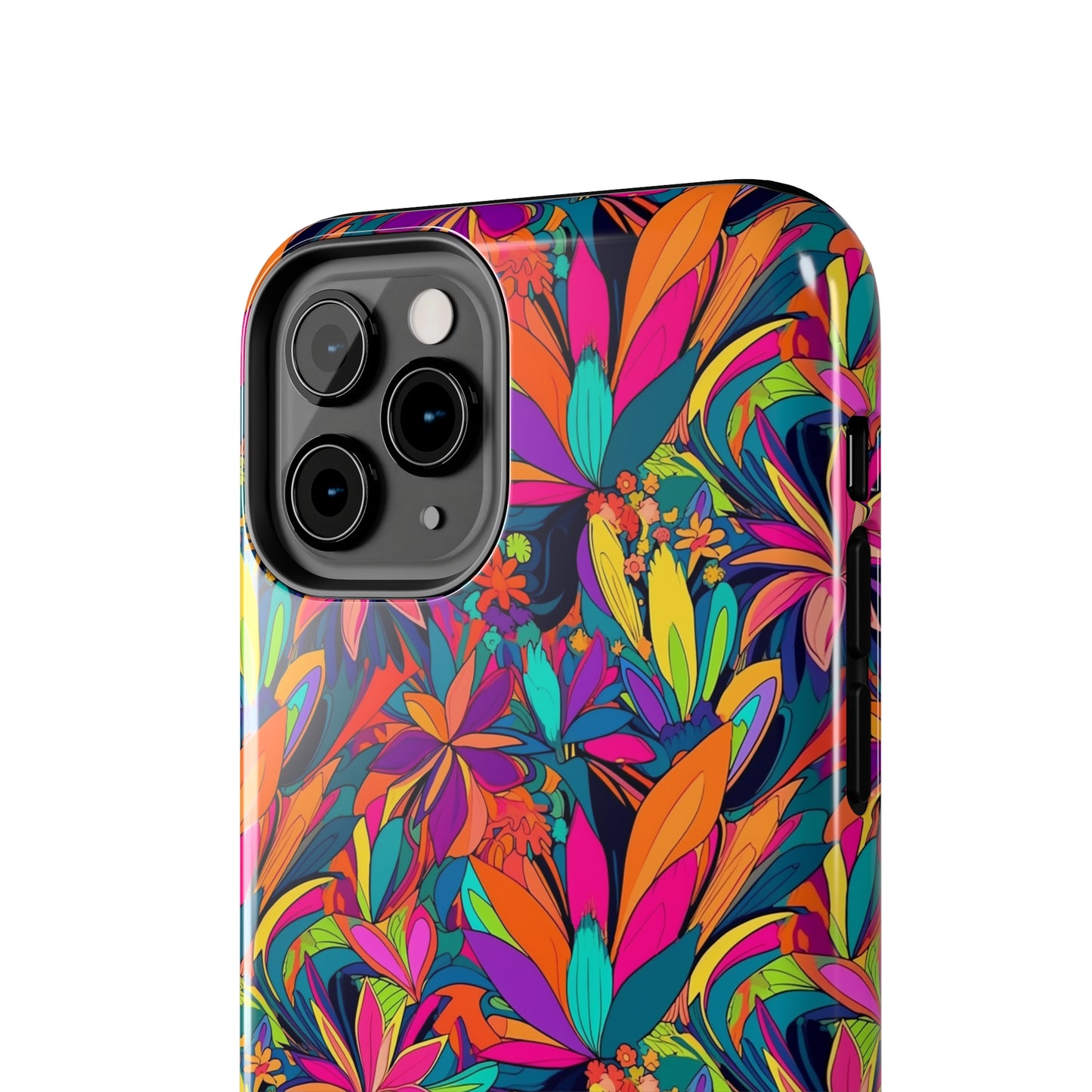 Tropical Neon Flowers Iphone Tough Phone Case