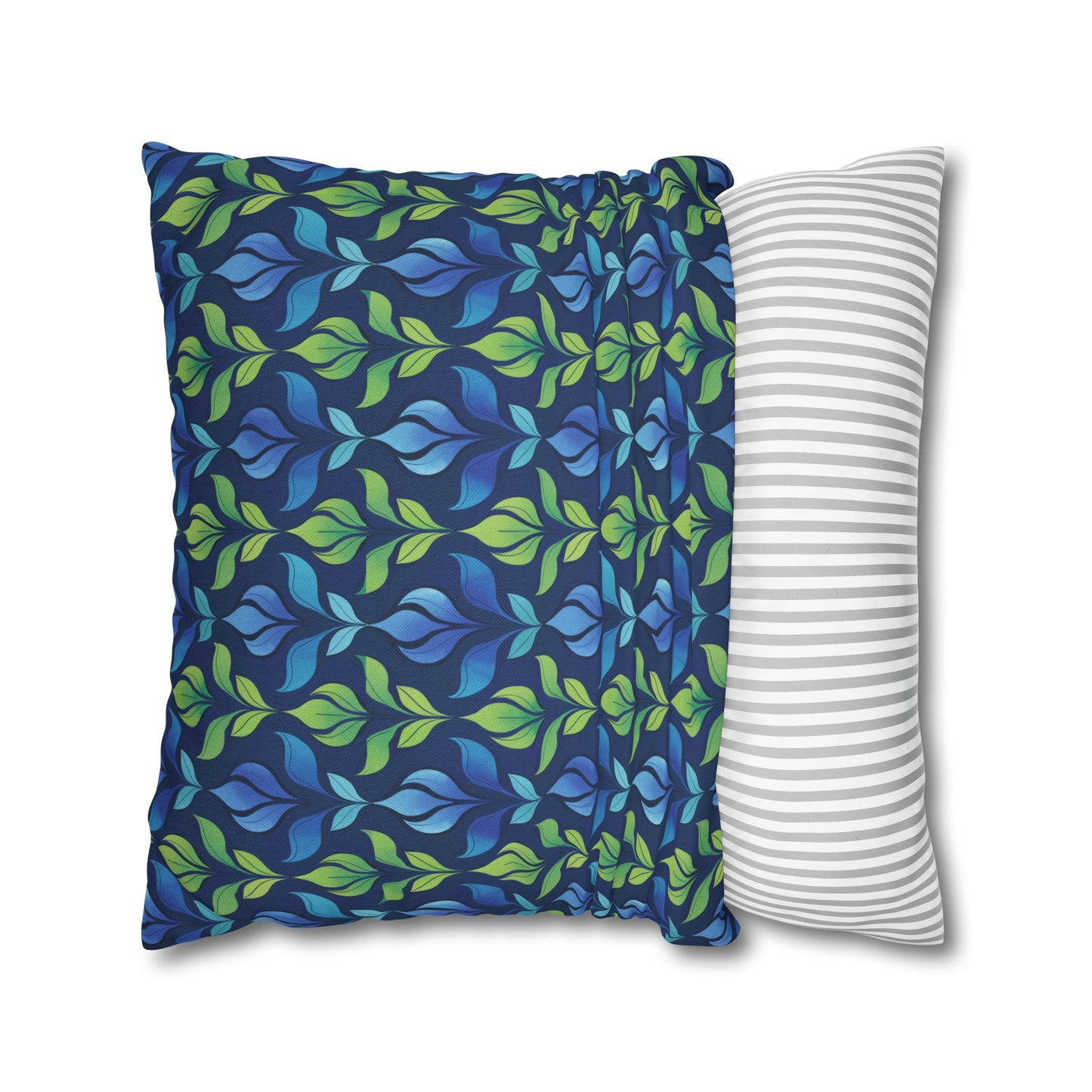 Vintage Blue and Green Botanical Spun Polyester Square Pillowcase 4 Sizes