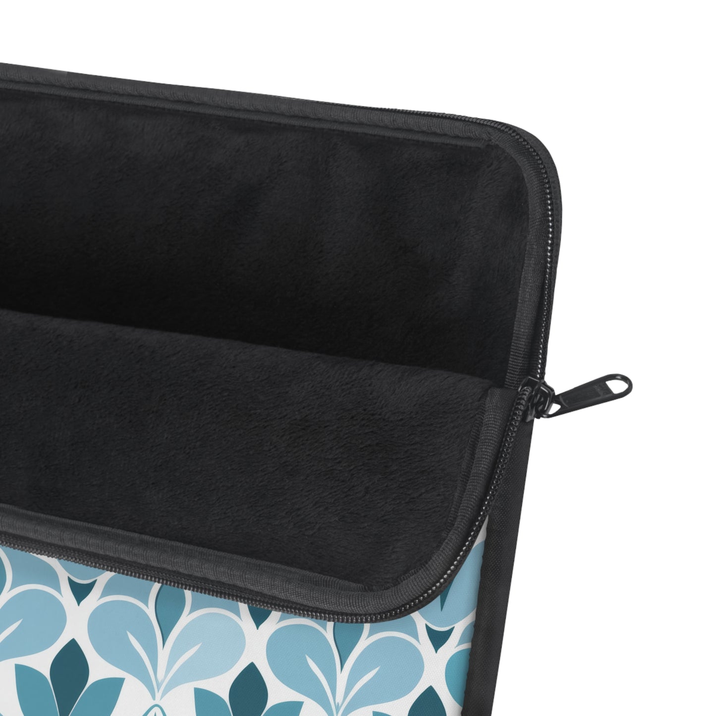 Elegant Floral Pattern in Shades of Aqua and Teal, Forming Graceful Botanical Motifs Laptop or Ipad Protective Sleeve 3 Sizes Available