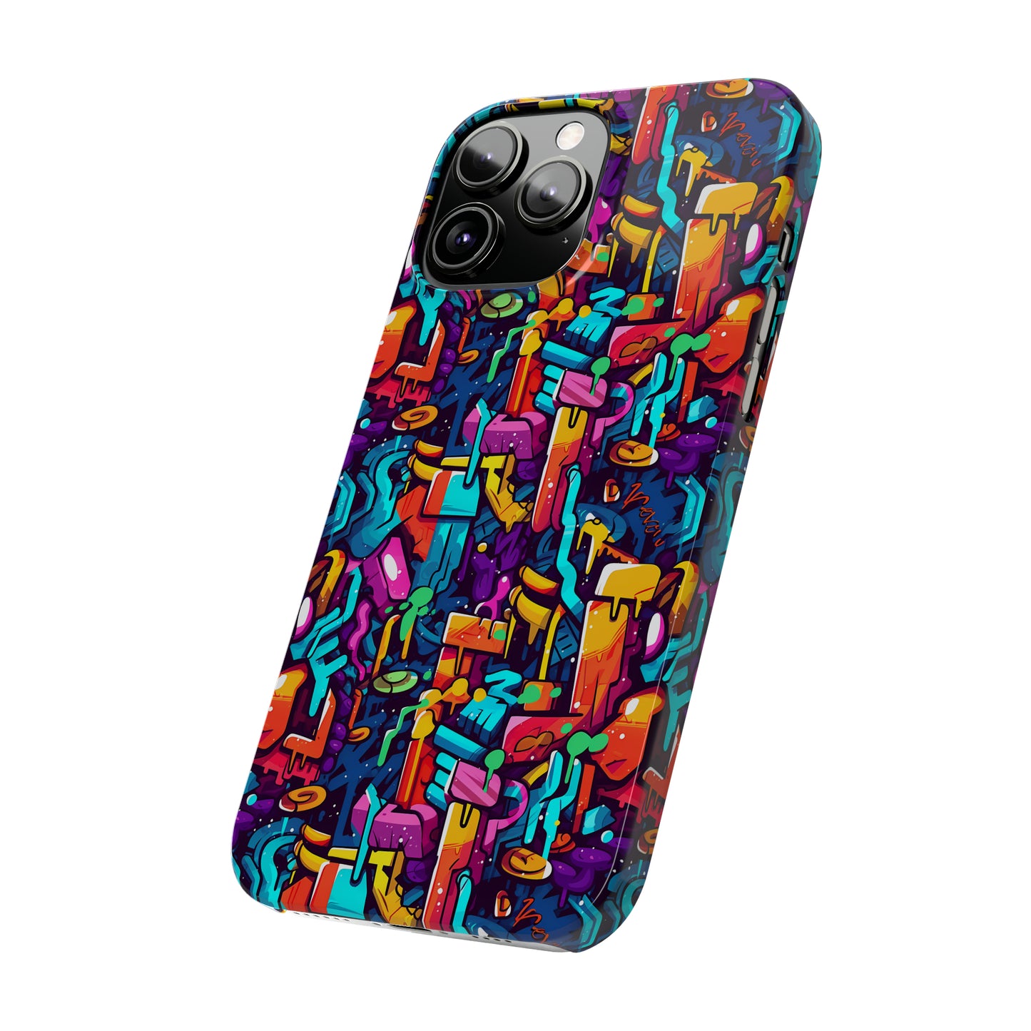 3D Abstract Colorful Street Graffiti Art Design Iphone 15-12 Slim Phone Case