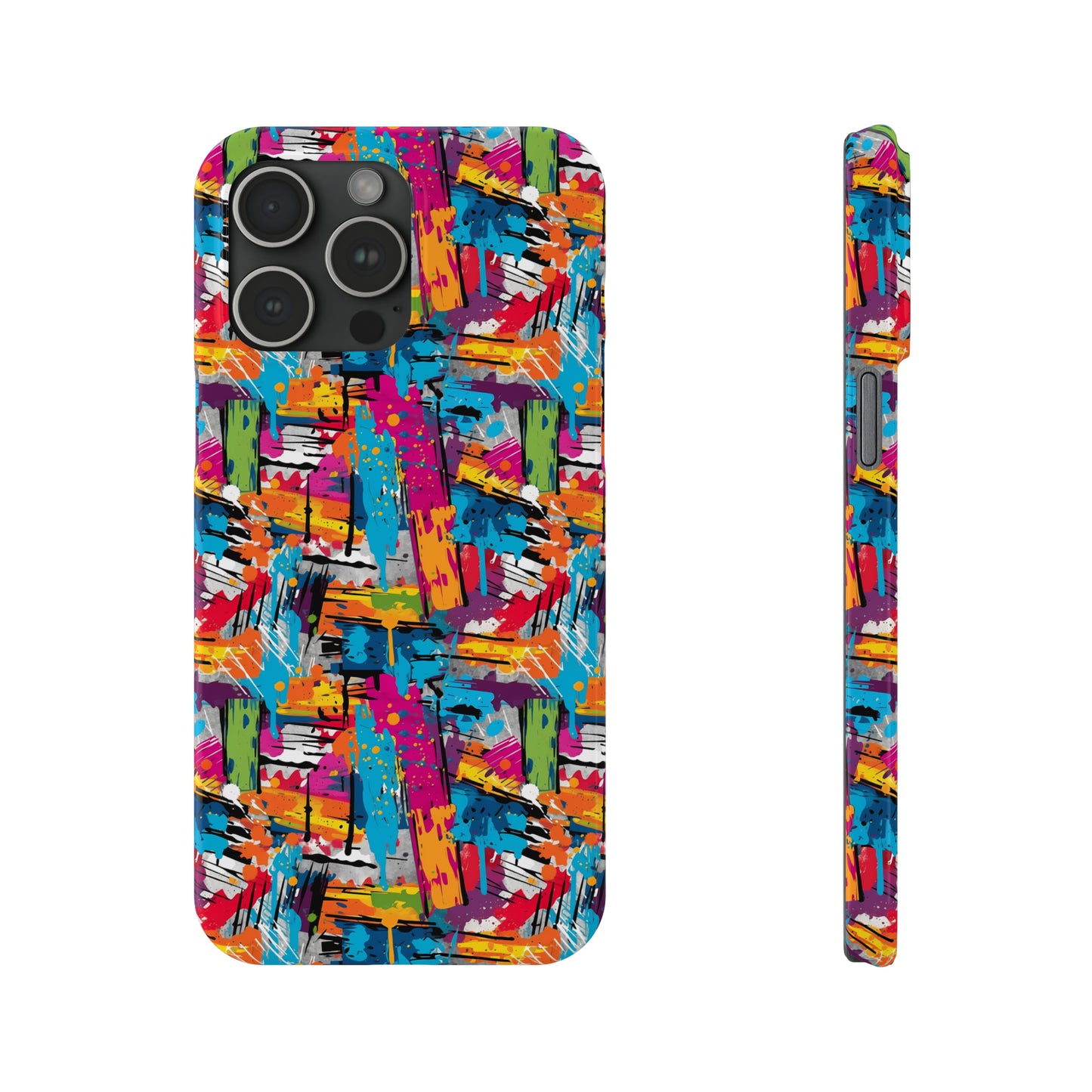 Abstract Brush Painted Colorful Design Iphone 15-12 Slim Phone Case