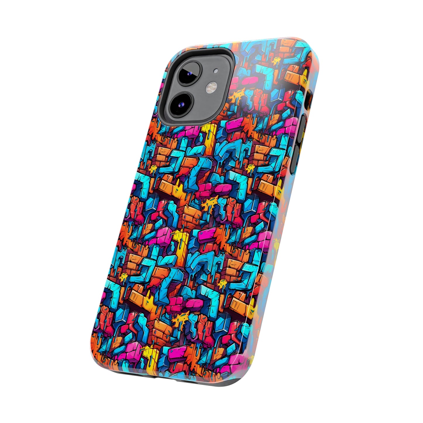 3D Rainbow Colored Graphic Blocks Design Iphone Tough Phone Case