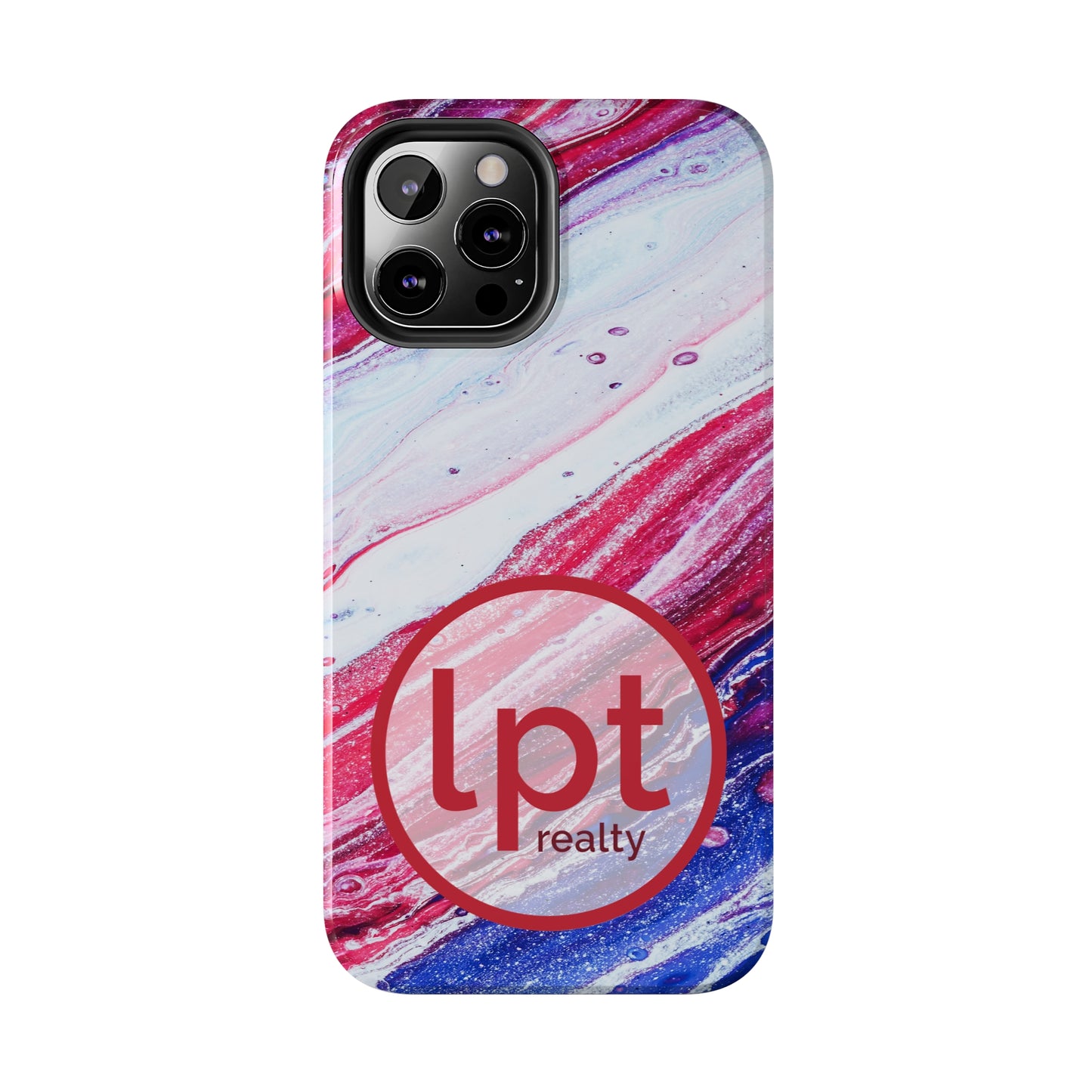 LPT Realty Logo -  Red White and Blue Alcohol Ink Design Iphone Tough Phone Case