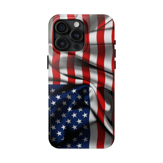 Proudly Unfurling: The American Flag Waves in Patriotic Splendor Iphone Tough Phone Case