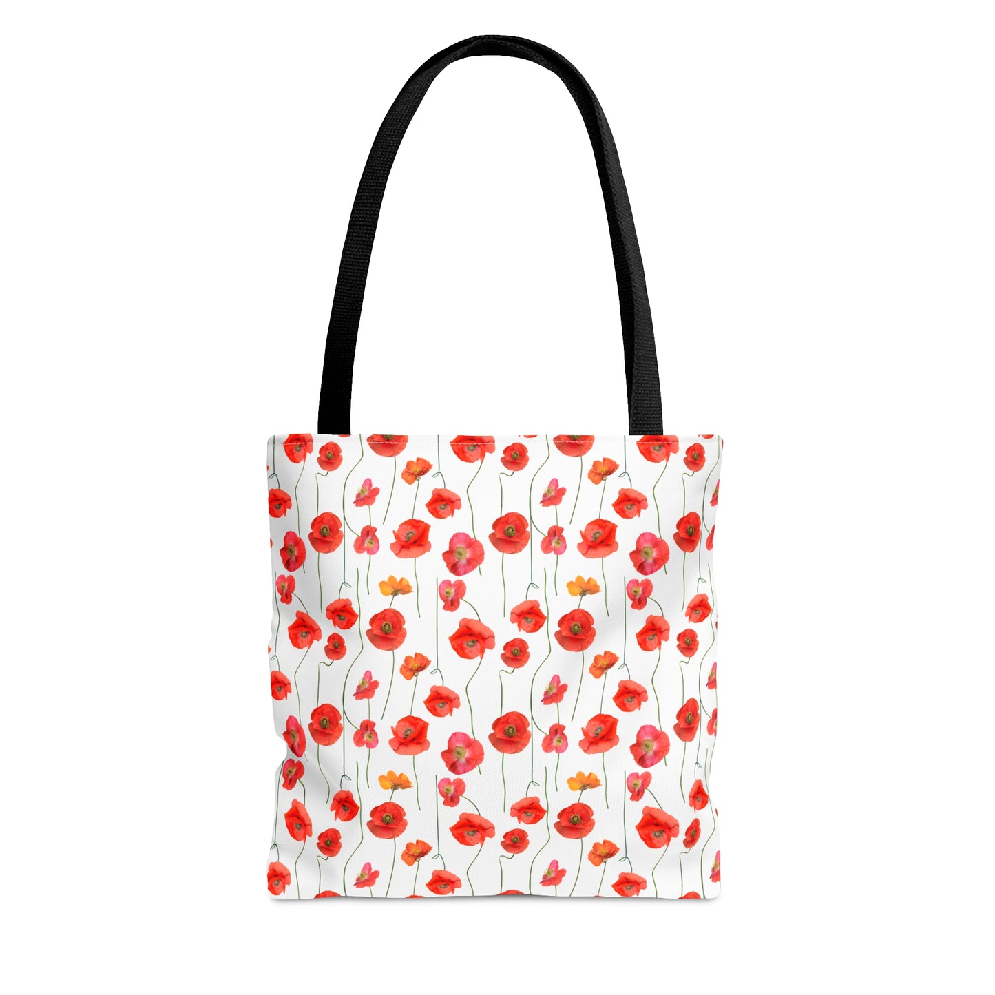 Vivid Elegance: Bright Red Poppies on a White Background - Canvas Tote 3 Sizes