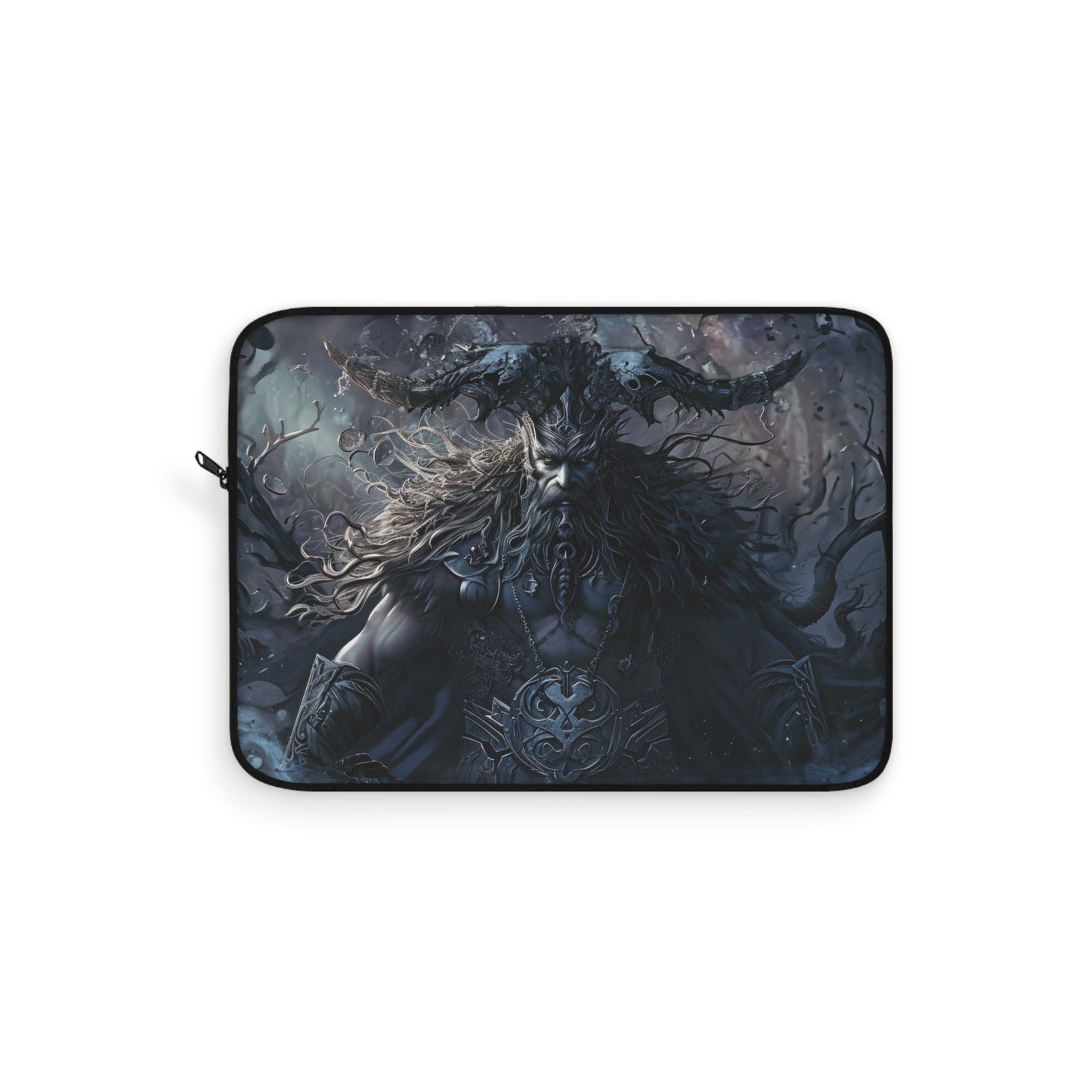 Majestic Norse God Odin with Horned Helmet and Flowing Hair Nordic Warrior - Laptop or Ipad Protective Sleeve 3 Sizes