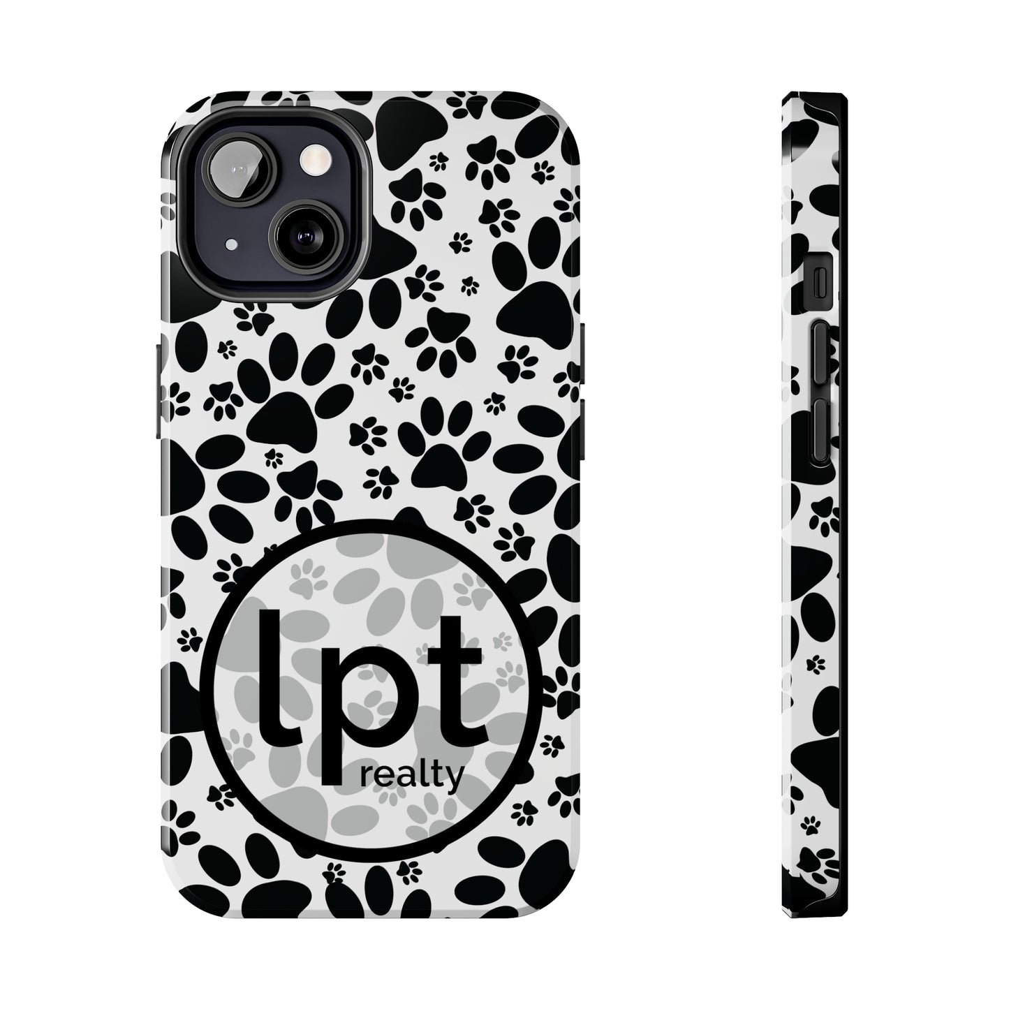 LPT Realty Logo -  Stealthy Tracks: Black Animal Paw Prints Iphone Tough Phone Case