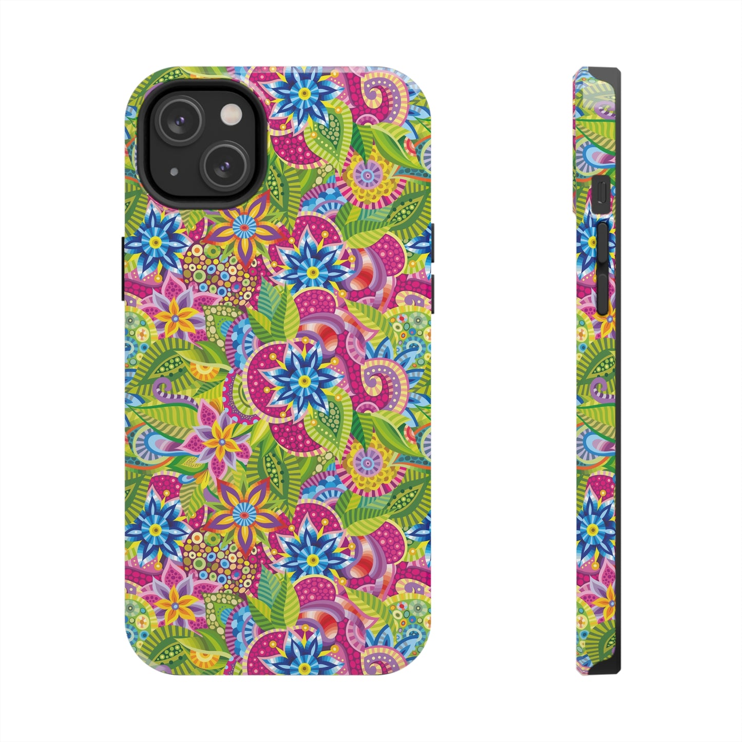 Vibrant Array of Abstract Flowers and Paisley in Rainbow Hues Iphone Tough Phone Case