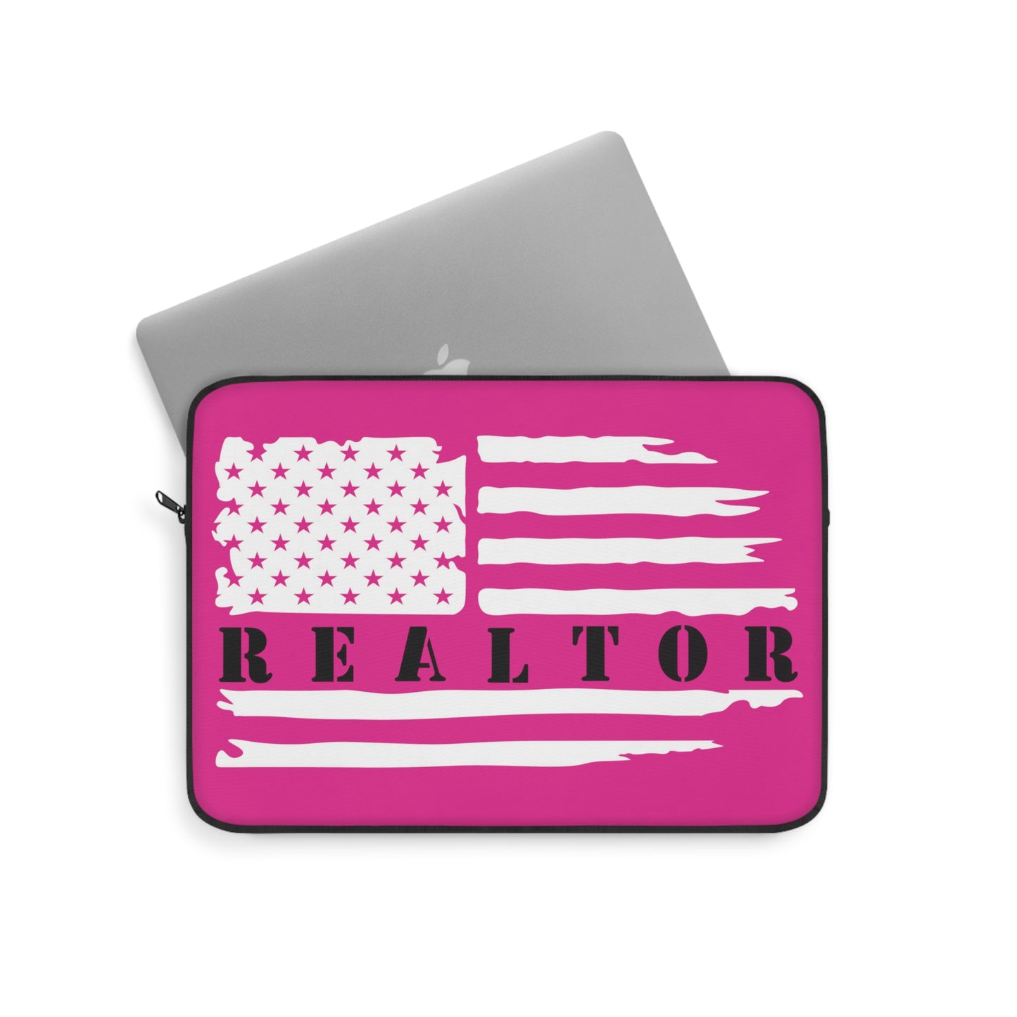 American Flag & Realtor Pink & Black Laptop or Ipad Protective Sleeve 3 Sizes