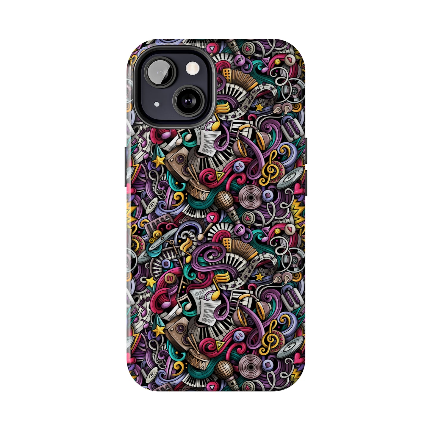 Musical Notes, Sheet Music, Swirls Cartoon Design Iphone Tough Phone Case