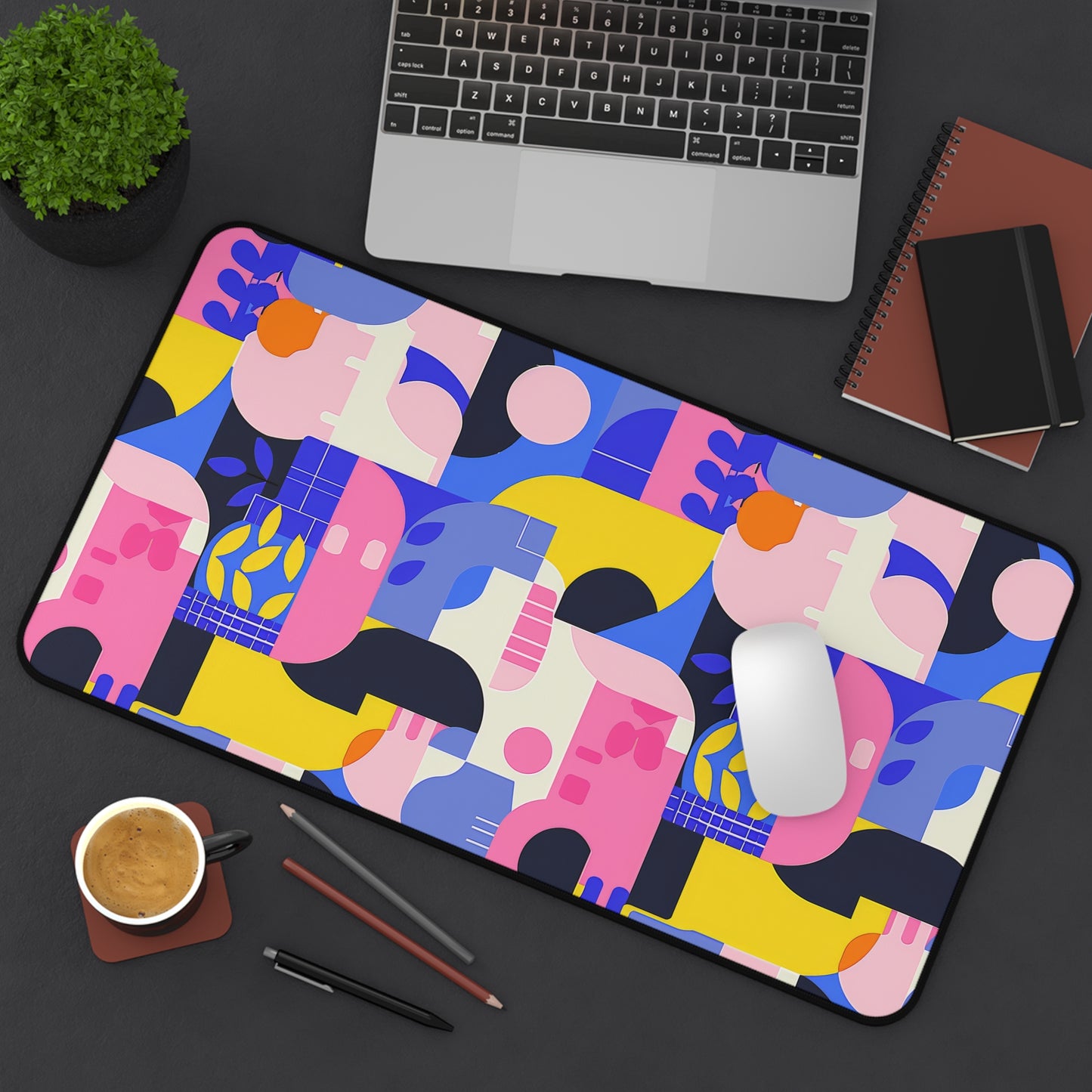 Pop Art in Vibrant Bold Geometric Colors Extended Gaming Mouse Pad  Desk Mat  - 3 Sizes