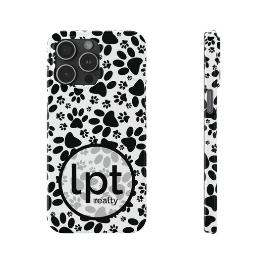 LPT Realty Logo -  Stealthy Tracks: Black Animal Paw Prints Iphone 15-12 Slim Phone Case