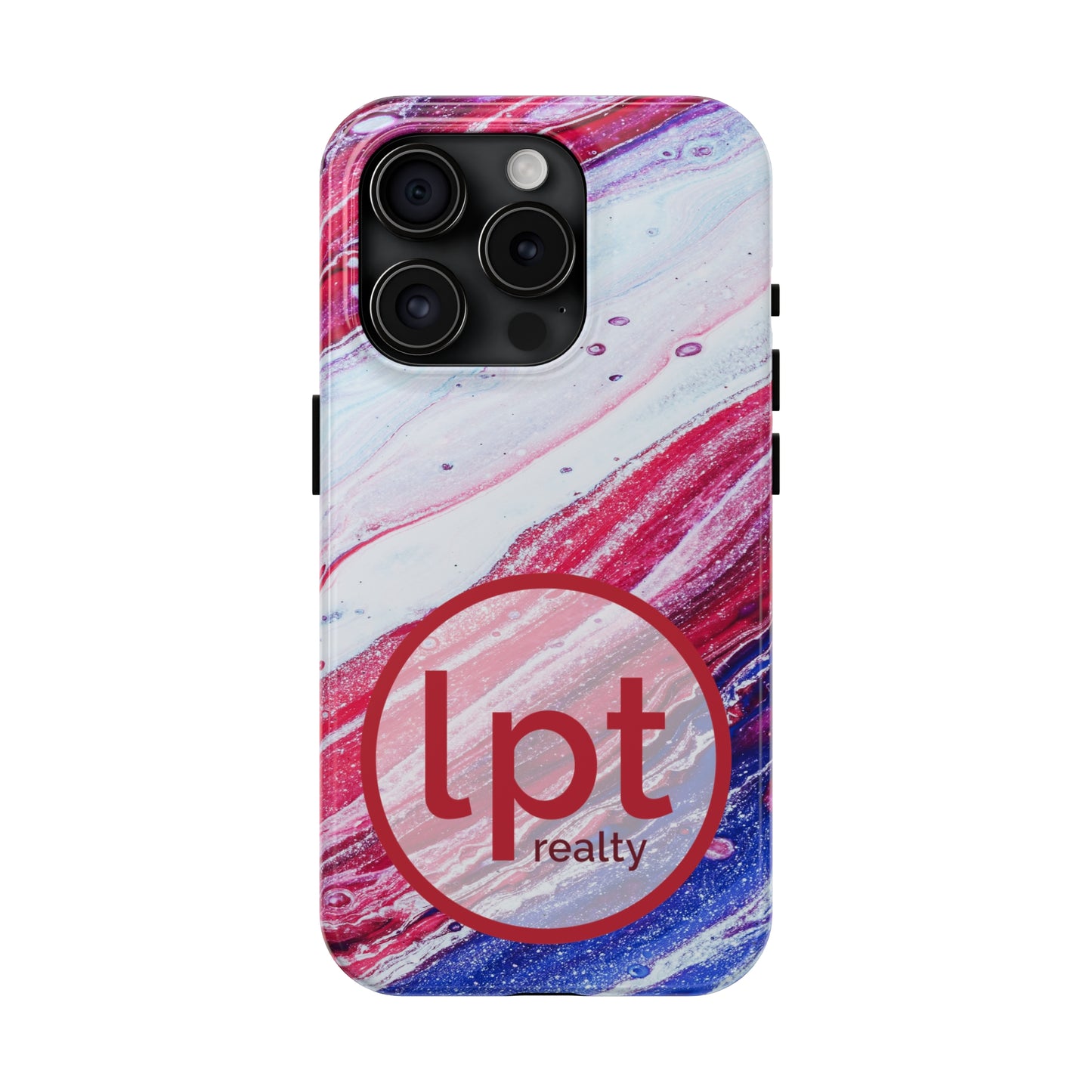 LPT Realty Logo -  Red White and Blue Alcohol Ink Design Iphone Tough Phone Case