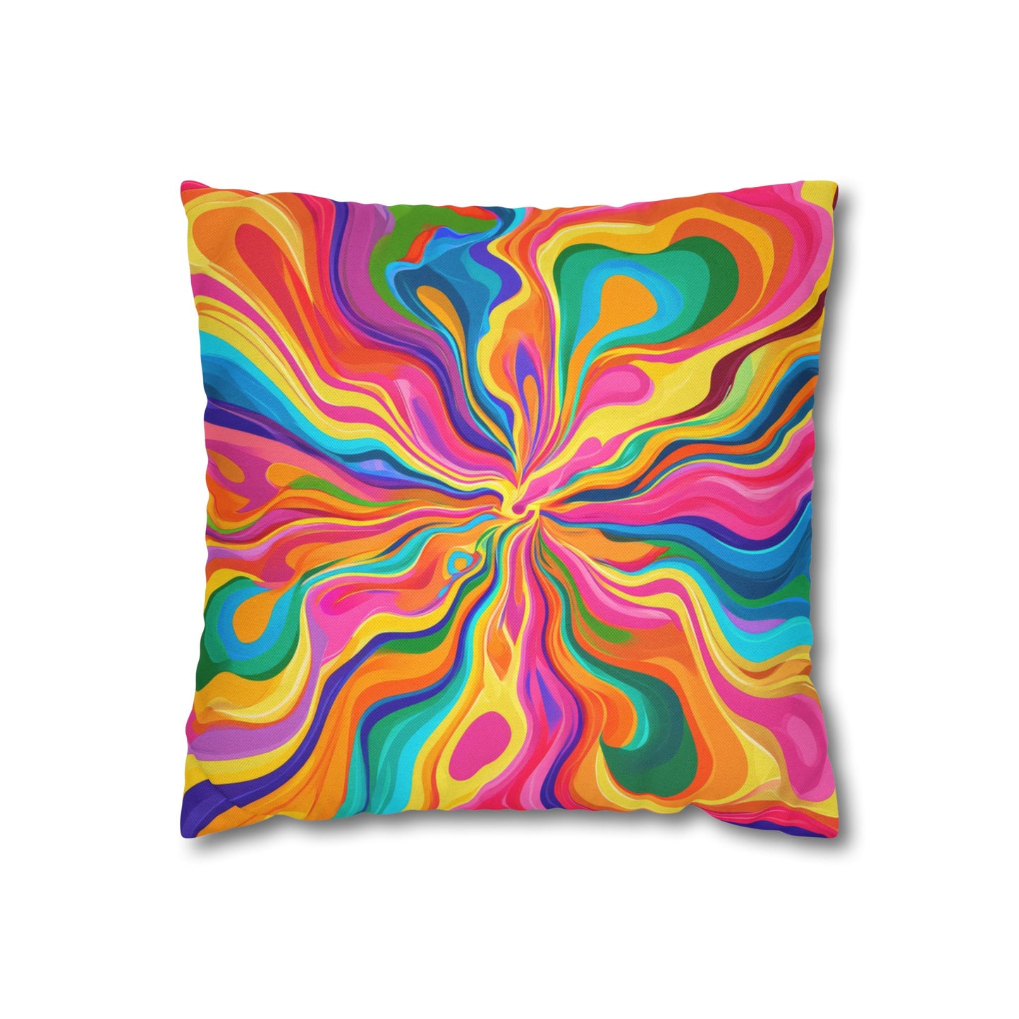 Color Rainbow Fusion Swirl Spun Polyester Square Pillowcase 4 Sizes