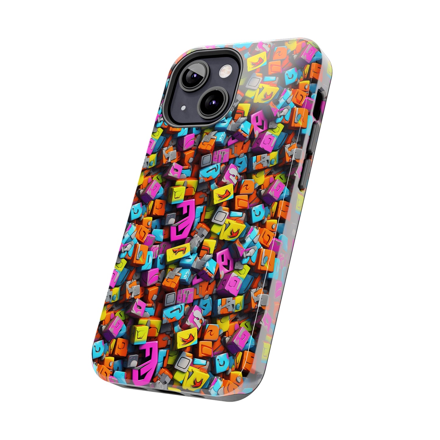 3D Abstract Colorful Block Design Iphone Tough Phone Case