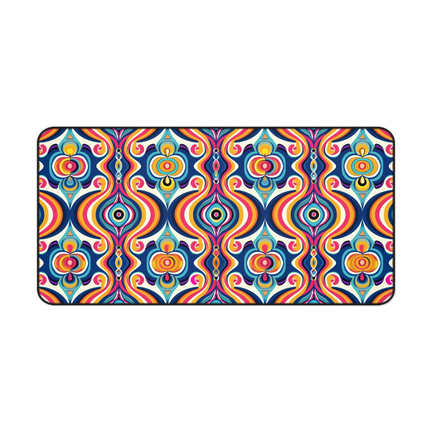 Vibrant Retro Waves with Colorful Geometric Pattern Extended Gaming Mouse Pad  Desk Mat  - 3 Sizes