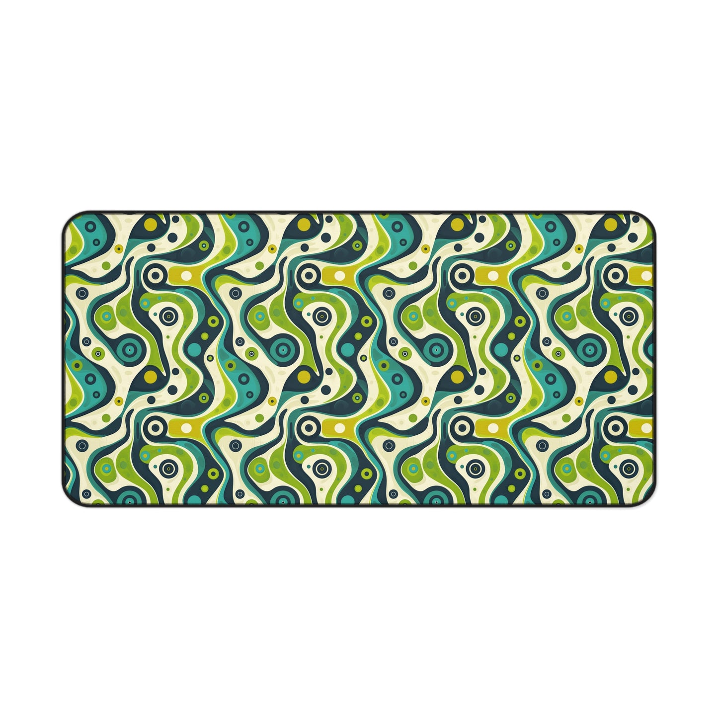 Groovy Retro Greens and Blues Abstract Waves Extended Gaming Mouse Pad  Desk Mat  - 3 Sizes