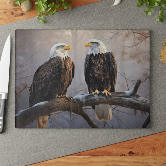 Majestic Bald Eagles Captivating Wildlife Photography - Glass Cutting Board  8" x 11" and 11" x 15"