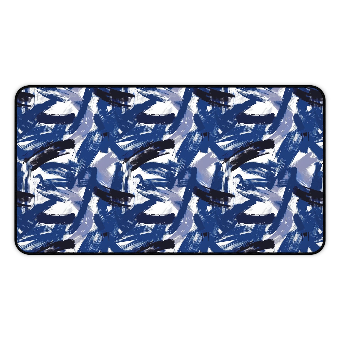 Midnight Frenzy Bold Abstract Brush Strokes in Shades of Deep Blue and White Gaming Mouse Pad  Desk Mat  - 3 Sizes