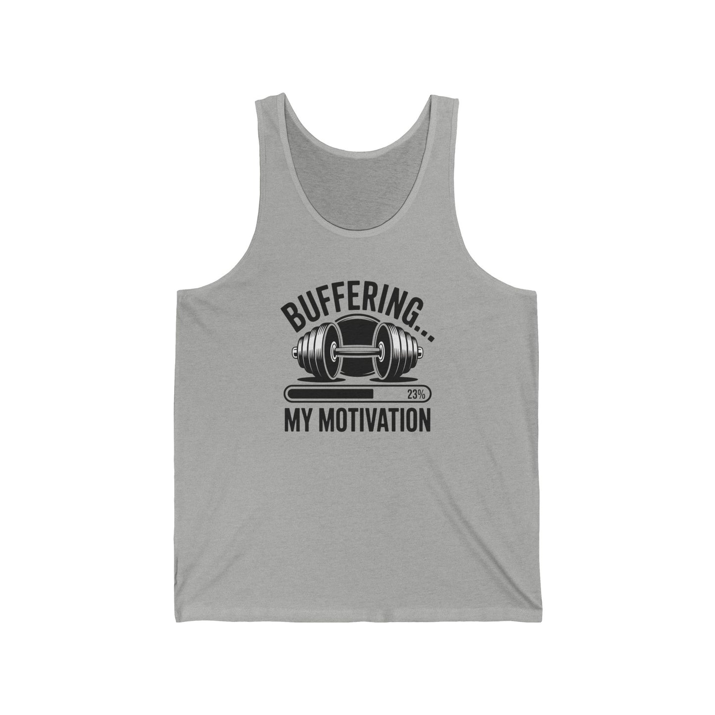 LPT Realty Funny Workout Tank Buffering My Motivation, LPT Logo on Back Workout Tank Unisex Jersey Tank