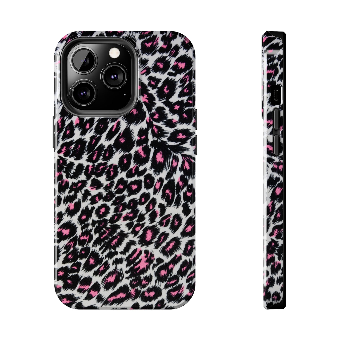 Fierce Femininity Pink and Black Leopard Print Iphone Tough Phone Case