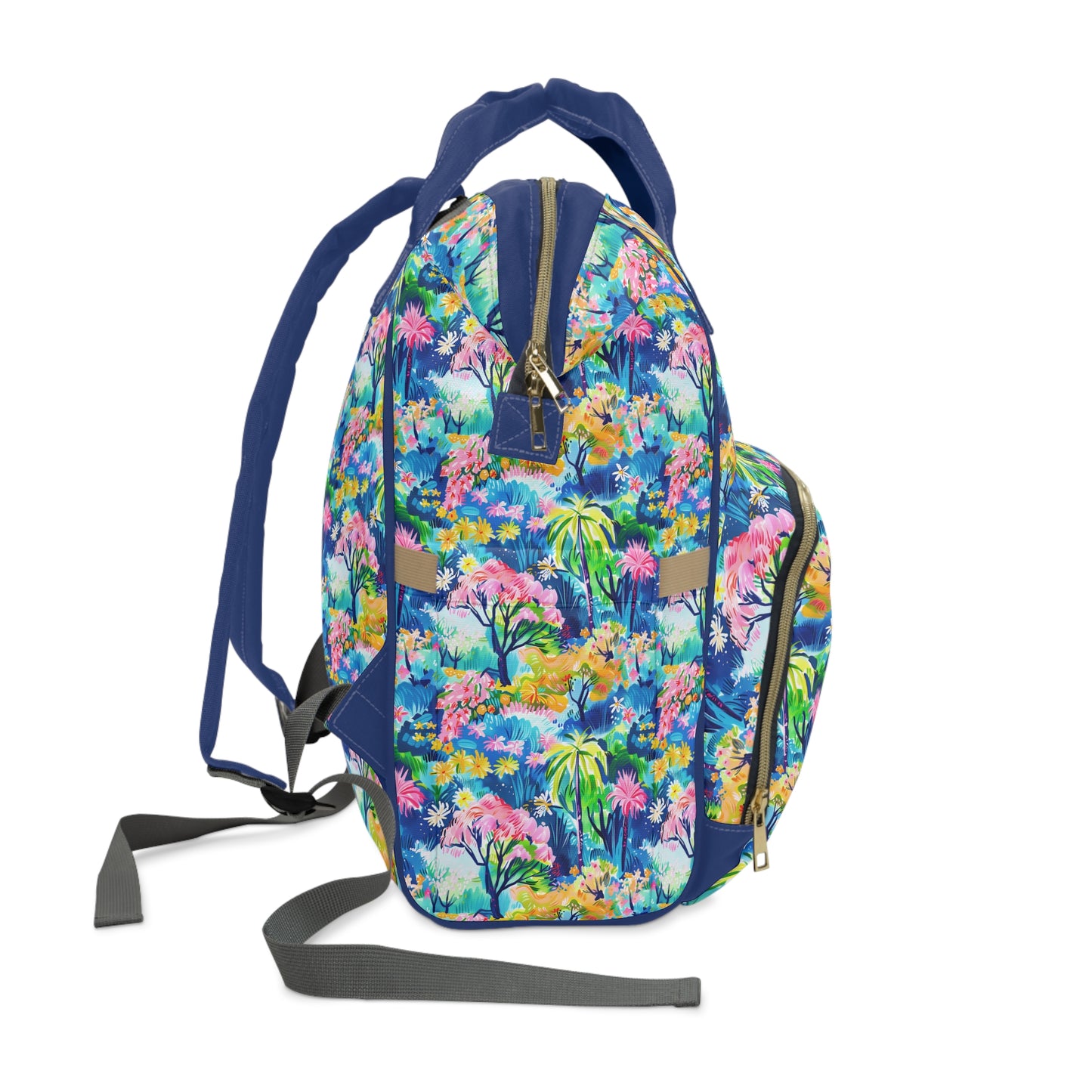 Kaleidoscope Canopy: Tropical Palm Symphony Multifunctional Diaper Backpack