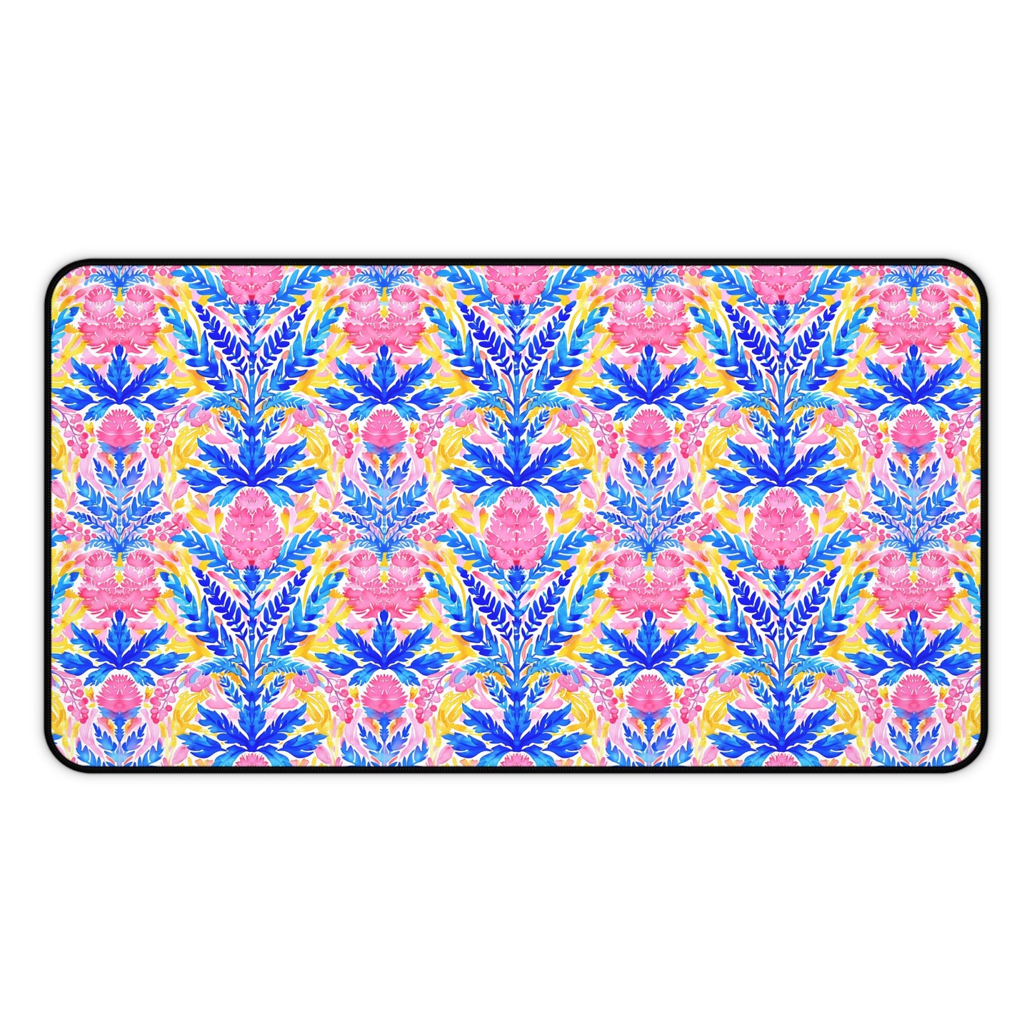 Tropical Watercolor Blooms in Vibrant Pinks and Blues Extended Gaming Mouse Pad  Desk Mat  - 3 Sizes