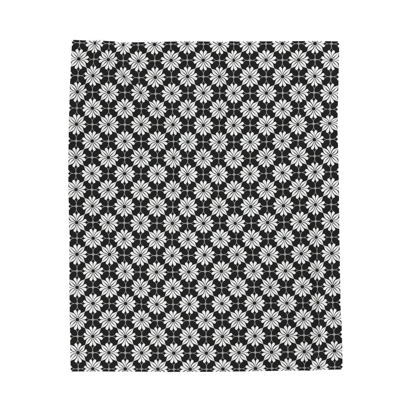 Retro Chic Monochrome Floral Geometric Flowers Velveteen Plush Blanket 3 Sizes