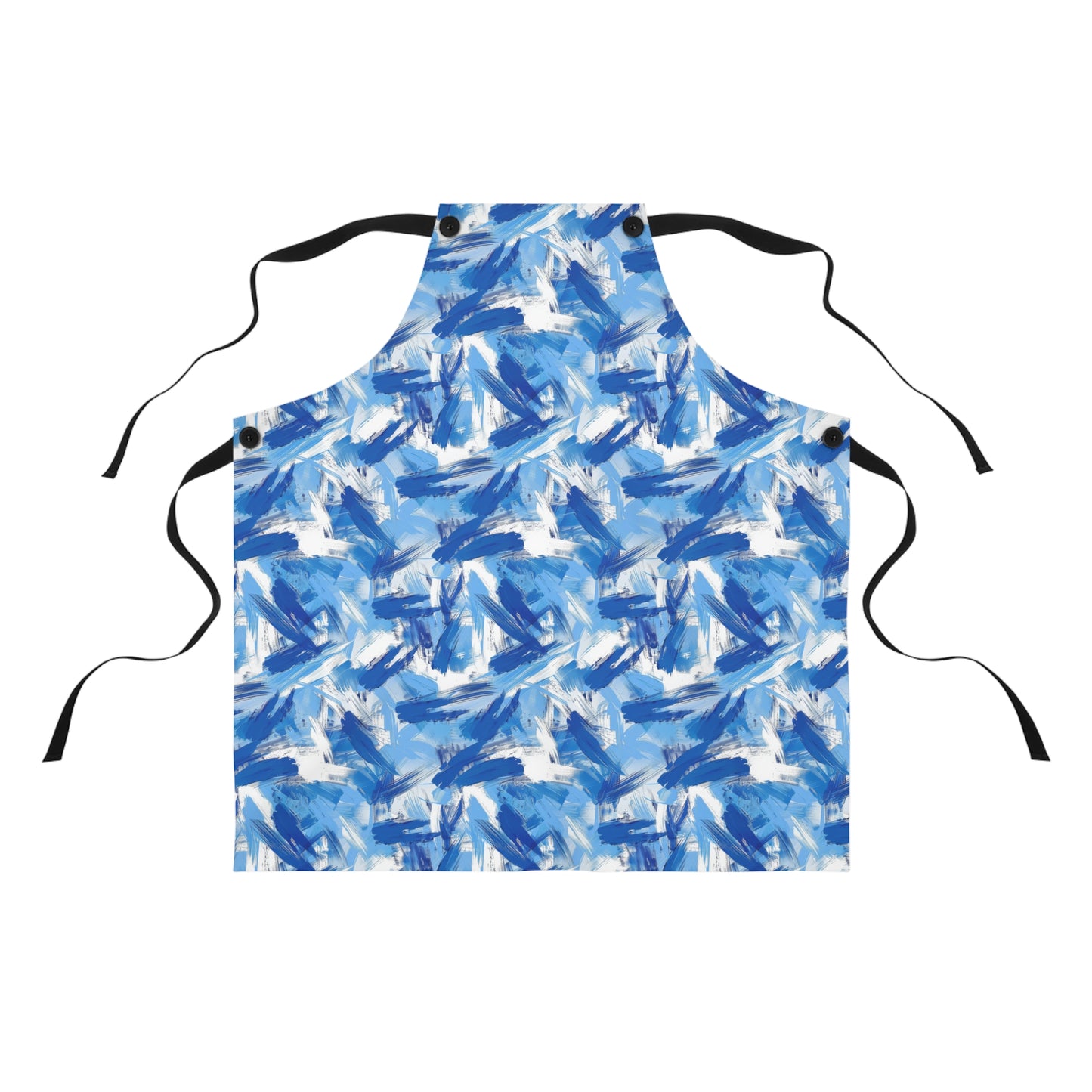 Bold Blue and White Abstract Brushstroke Pattern Kitchen Chef Apron