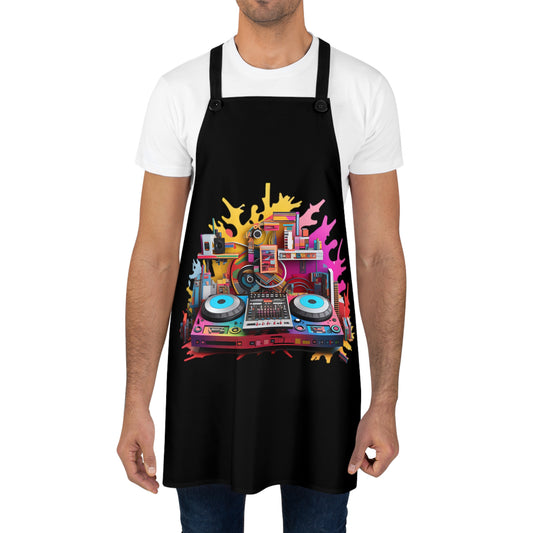 Vibrant Abstract Music DJ Booth Setup - Kitchen Chef Apron