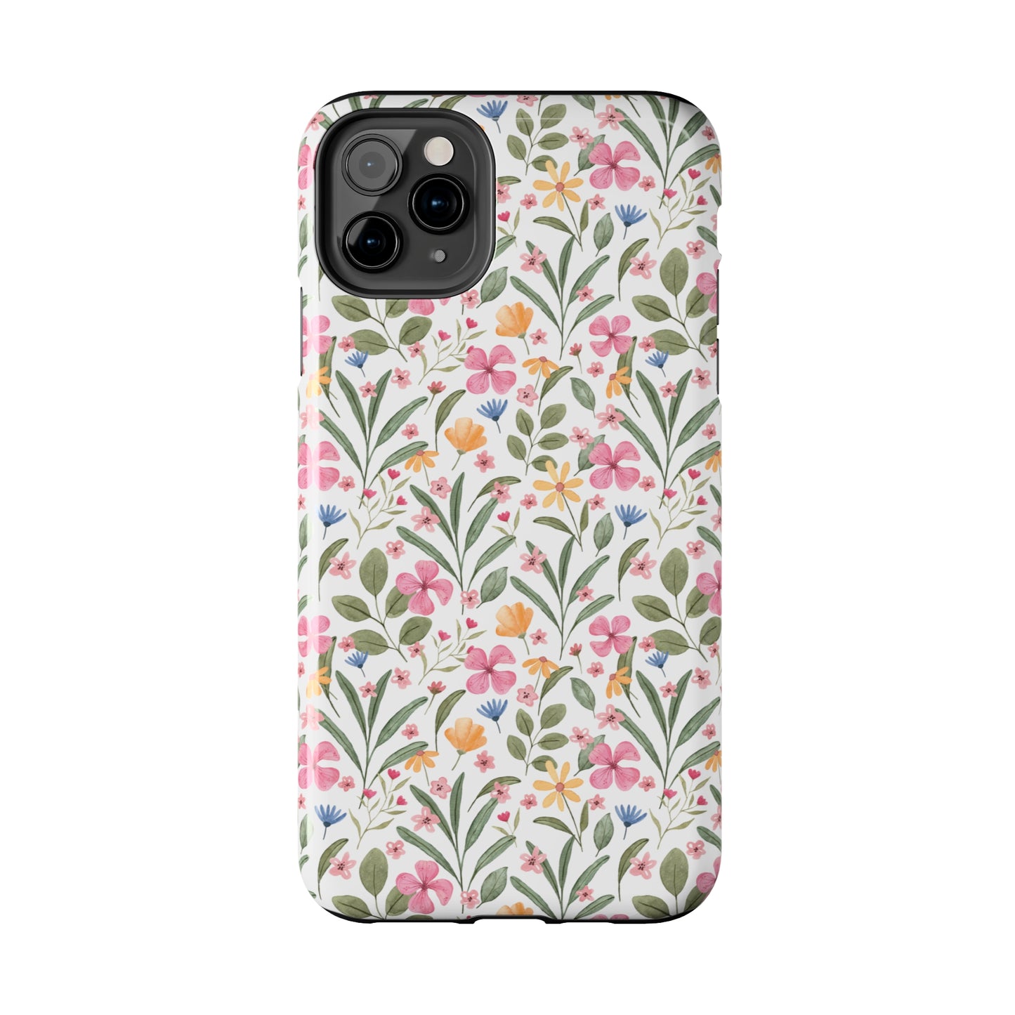 Pink Watercolor Spring Flowers Iphone Tough Phone Case