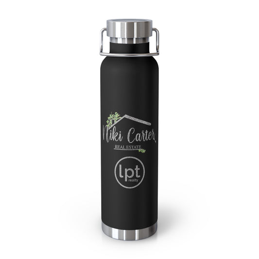 Niki Carter Silver Sparkle Logo & LPT - Copper Vacuum Insulated Bottle Multiple Colors, 22oz