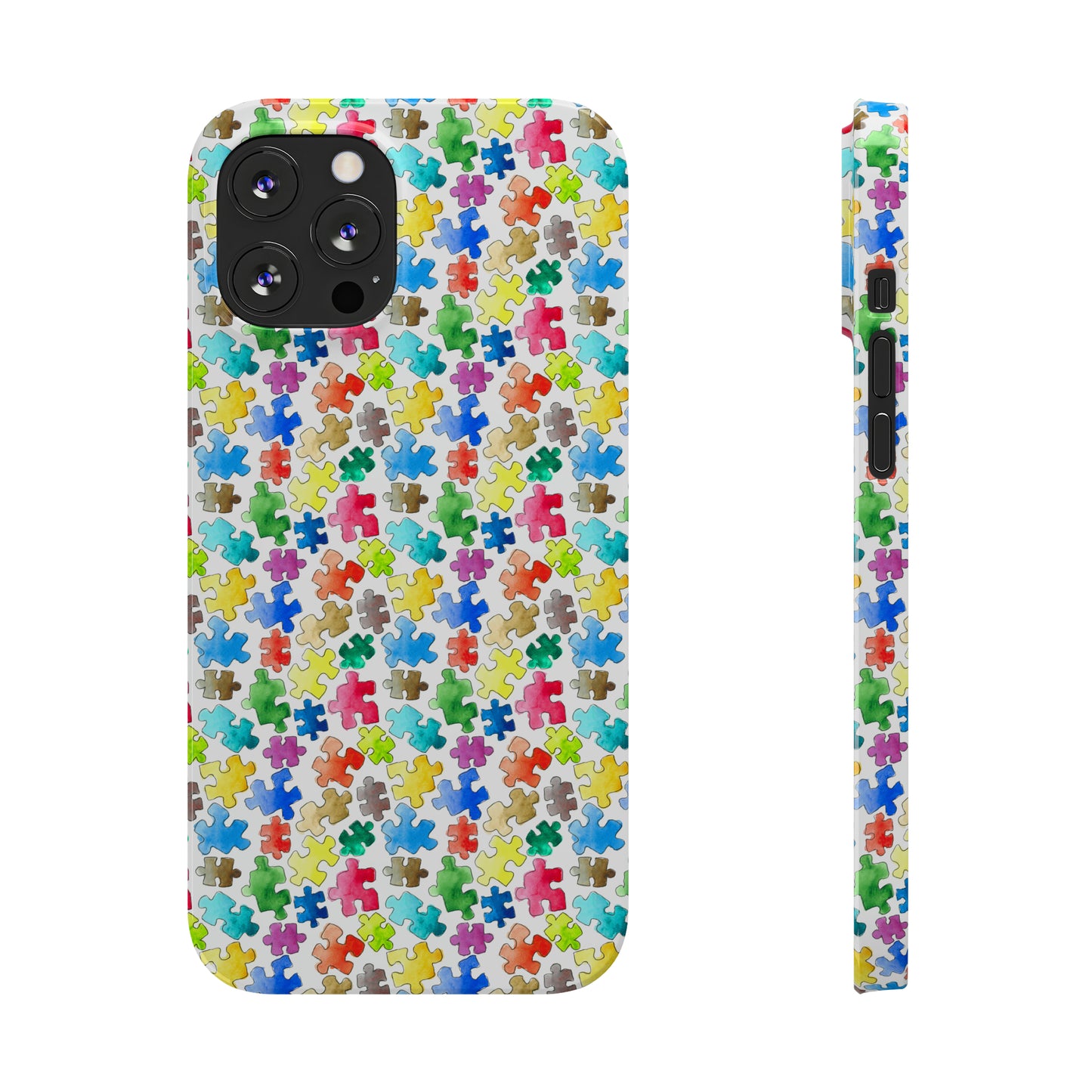 Rainbow Puzzle Pieces Iphone 15-12 Slim Phone Case