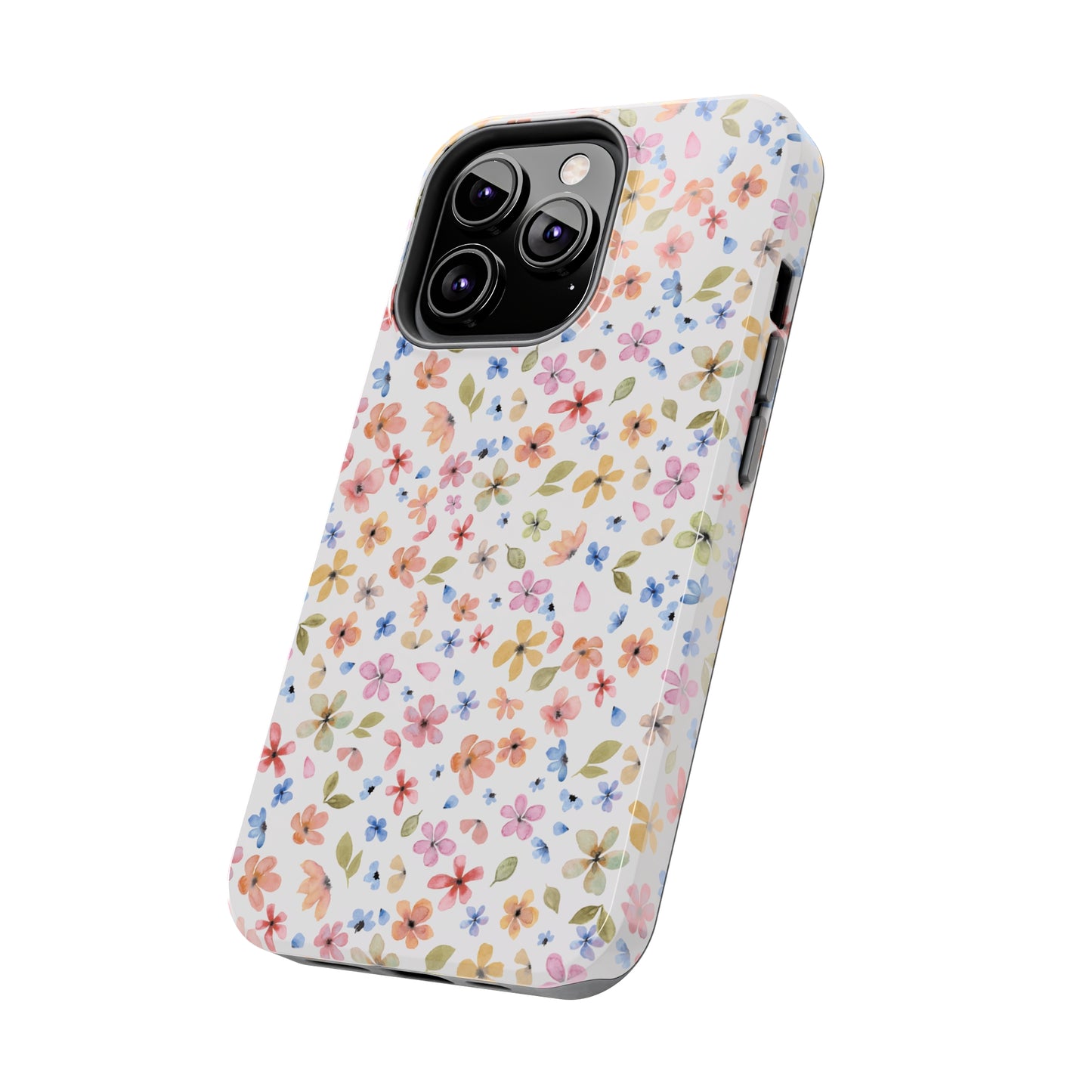 Tiny Pink, Yellow and Blue Flowers Iphone Tough Phone Case