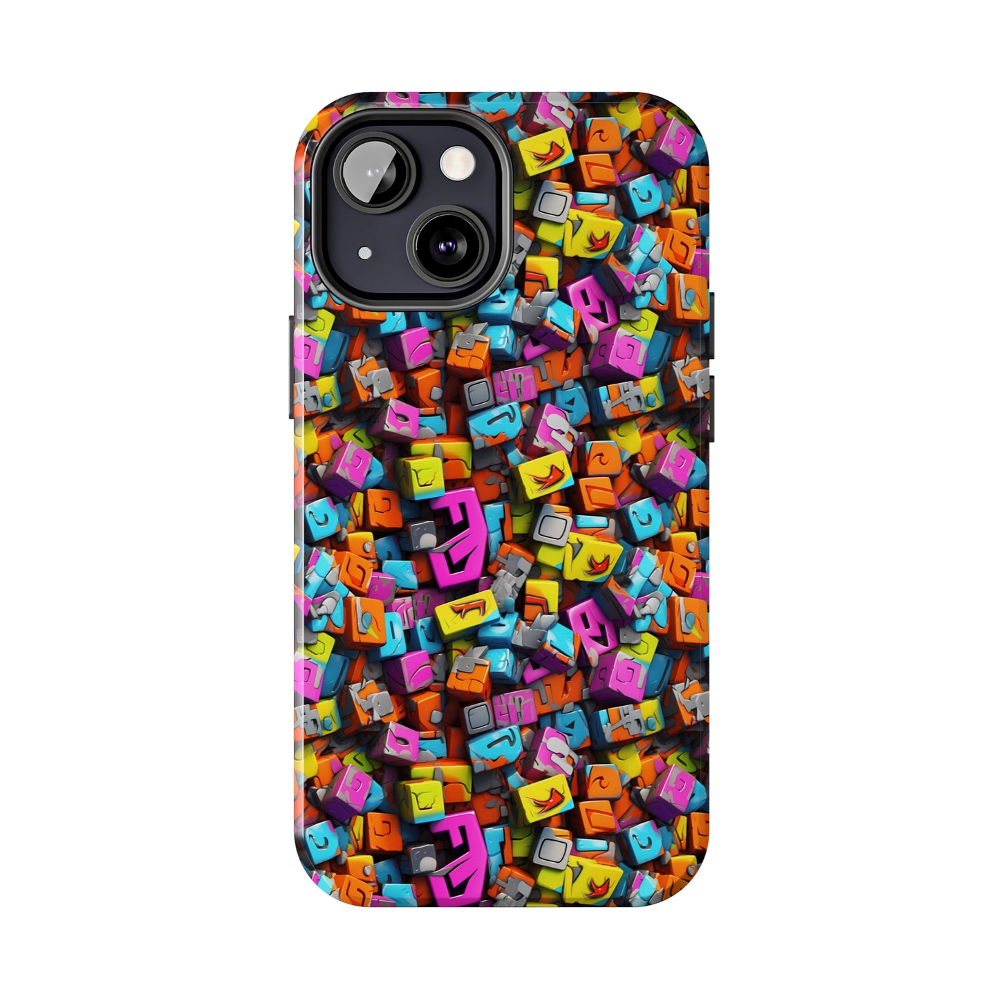 3D Abstract Colorful Block Design Iphone Tough Phone Case