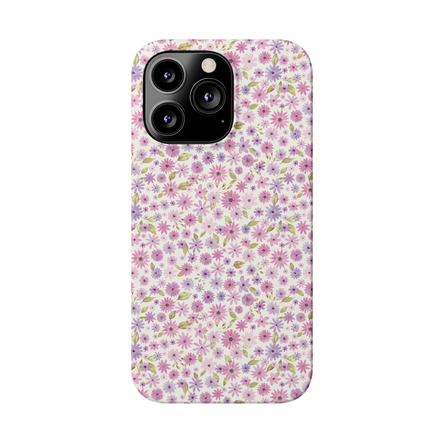 Pink and Purple Flower Design Iphone 15-12 Slim Phone Case