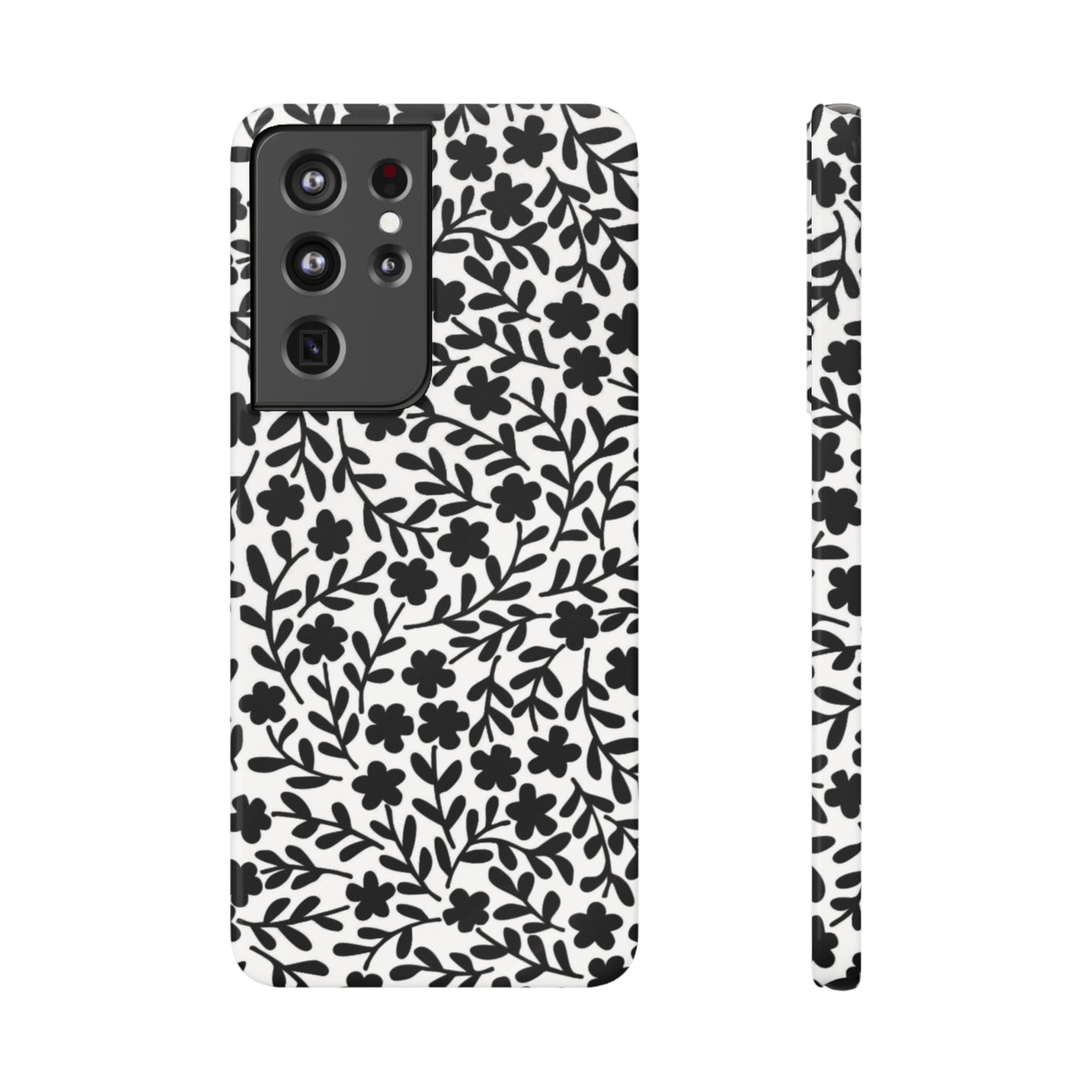 Black & White Floral Design Samsung Slim Cases