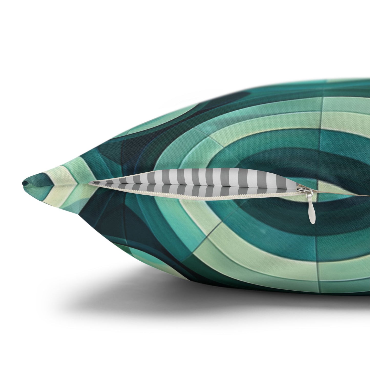 Oceanic Echoes of Layered Circles in Turquoise and Aqua Spun Polyester Square Pillowcase 4 Sizes