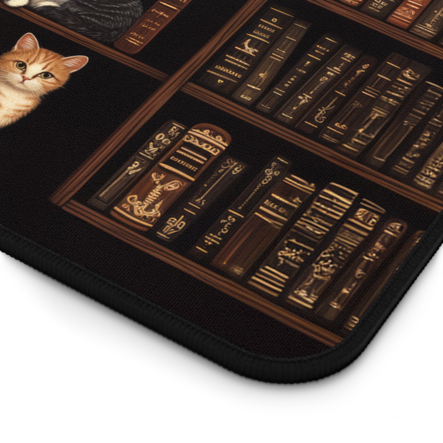 Cozy Bookshelf Cats Extended Gaming Mouse Pad Desk Mat  - 3 Sizes