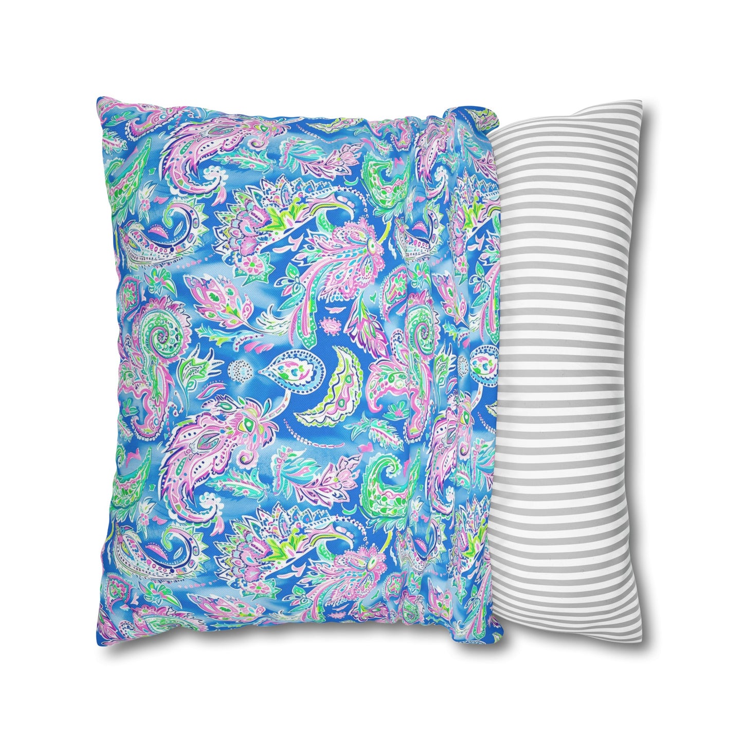 Pastel Paisley Whimsy: Delicate Design in Soft Hues Spun Polyester Square Pillowcase 4 Sizes