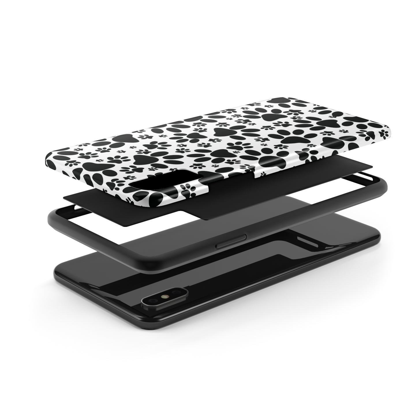 Stealthy Tracks: Black Animal Paw Prints Iphone Tough Phone Case